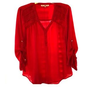 V Neck Blouse with roll up sleeves